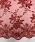 Red Floral Embroidered Lace Table Runner by the Yard, 14" Wide Sequin Mesh Lace Trim with Scalloped Edges